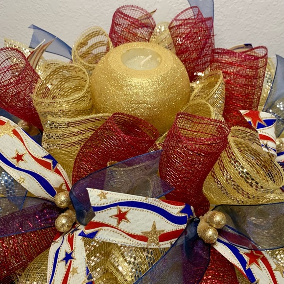 Deco mesh Patriotic centerpiece, Americana decor, patriotic...